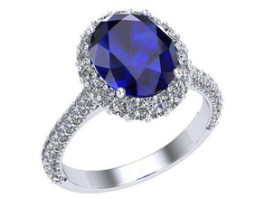zafiro anillo oval la joyería el diamante de oro plata los anillos 3d print model - Mito3D