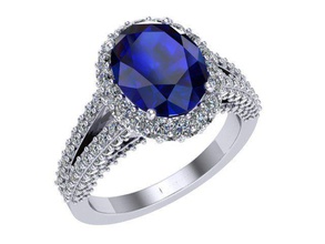 safira oval v haste jóias diamante de ouro prata anel anéis 3d print model - Mito3D