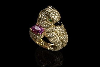 saphir papagei diamant ring gold schmuck hochzeit mode engagement silber brillant schönheit rubin engagem juwel smaragd ringe 3d print model - Mito3D