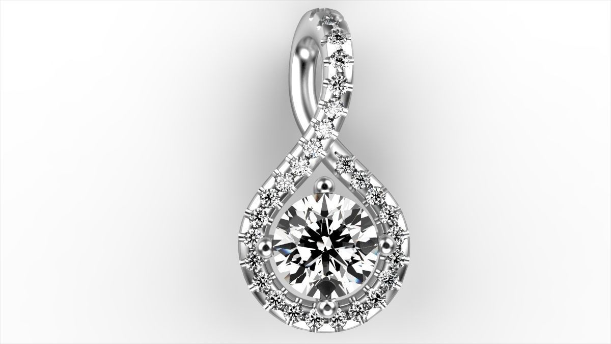 saphir pave pendentif twist bijoux or le diamant précieux pendentifs 3D print model - Mito3D