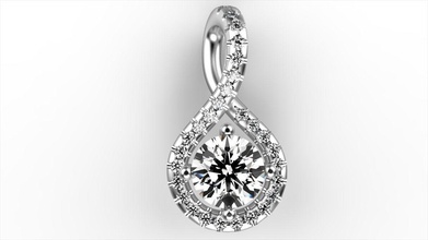 saphir pave pendentif twist bijoux or le diamant précieux pendentifs 3d print model - Mito3D