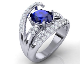 sapphire ring01 gioielli gioiello gemma oro argento disco di platino prototipazione stampa obj stl moda diamante stampabile anello matrimonio zaffiro la anelli 3d print model - Mito3D