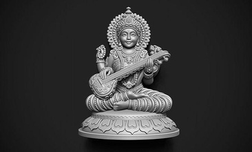 saraswati idolo dea dio indù india devi indiano murti 3d scultura religioso arte sculture 3d print model - Mito3D