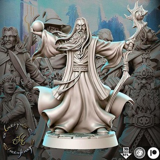 saruman hobbit lord rings lotr 32mm pre-supported fellowship tolkien gimli frodo gandalf middle earth legolas aragorn miniatures figurines 3d print dnd heroquest dungeon games toys board 3d print model - Mito3D