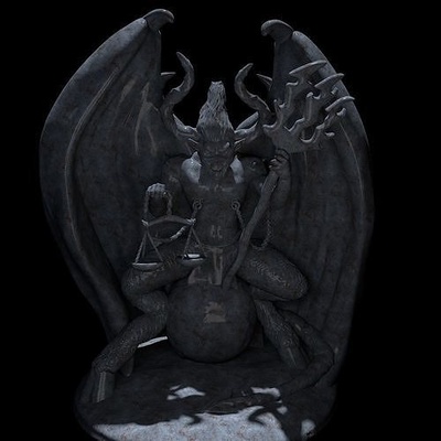 satan statue dämon kreatur fantasie teufel böse monster hölle charakter tier horn balance welt religion dreizack miniatur rahmen gerechtigkeit dekoration kunst skulpturen 3d print model - Mito3D