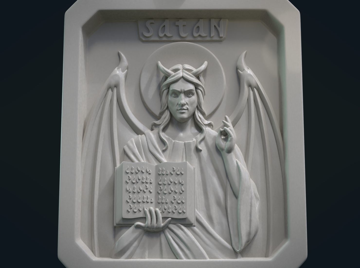 satan relief pendant devil hell lucifer inferno demon imp fallen angel icon sin evil art jewelry pendants 3D print model - Mito3D
