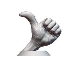 satisfied golden thumbs up trophy first place awesome good art sculptures hand gesture 3d print model - Mito3D