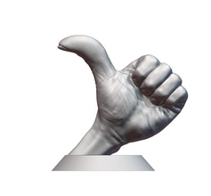 satisfait d'or pouces up trophée endroit impressionnant art sculptures main geste 3d print model - Mito3D