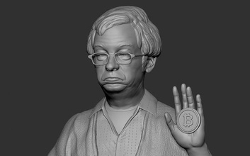 satoshi nakamoto bitcoin moneta etherium ritratto 3d arte statua uomo figura sculture 3d print model - Mito3D