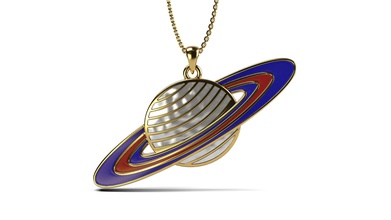 saturn enamel pendant jewelry printable necklace gold planet pendants 3d print model - Mito3D
