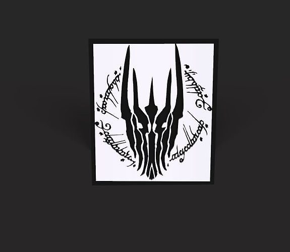 sauron silhouette logo 3d elvish letters fanart silueta letraselficas elvishletters symbol modelado sculpture modelling product design tolkien thelordoftherings pelicula libro digital3d emblem statue art sculptures 3D print model - Mito3D