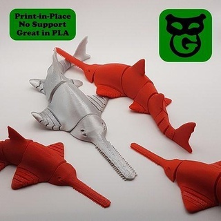 peixe serra flexi flexível Tubarão branco brinquedos impressão colocar animal realista fábrica mar oceano raio carpinteiro jogos 3d print model - Mito3D