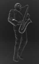 saxophone joueur 3d art artcam cnc figure musique soulagement sculpter stl panneaux logos intérieur décoration décoratif instrument musical sculptures 3d print model - Mito3D