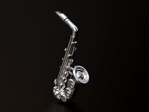 saksofon takı kolye Gümüş altın müzik alet 3d print model - Mito3D