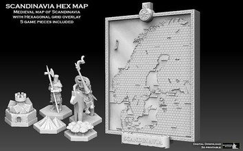 scandinavia hex map warhammer catan grid baltic hansa medieval strategy game boardgame fantasy general dungeons dragons hexagon sweden viking norse games toys board 3d print model - Mito3D