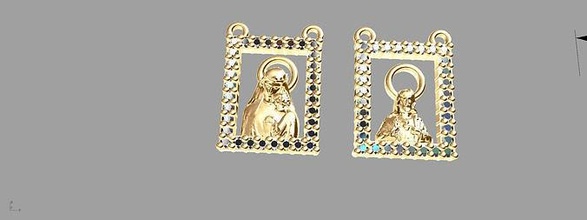 scapulaire jésus marie maria image or bijou cristal religion luxo religieux mode 3d print model - Mito3D