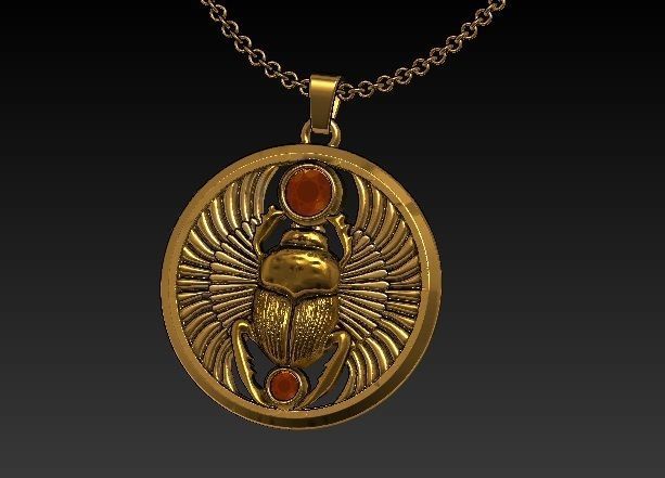 scarab egyptian pendant egypt bug wings symbol religion power pyramid pharaoh horus gold amulet ancient beetles mystic ring3d artifact jewelry pendants 3D print model - Mito3D