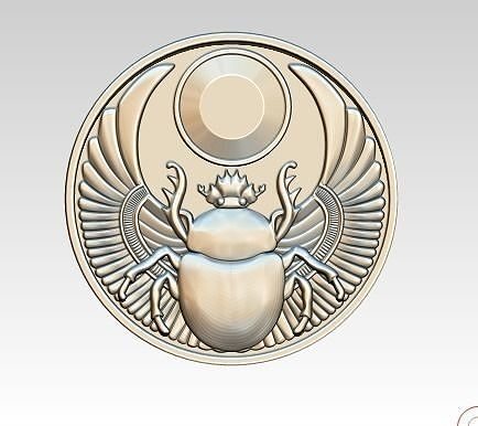 skarabäus anhänger hochdetailiert symbol dekoration design ägypten amulett käfer juwel schmuck silber druckbar relife kunst 3D print model - Mito3D