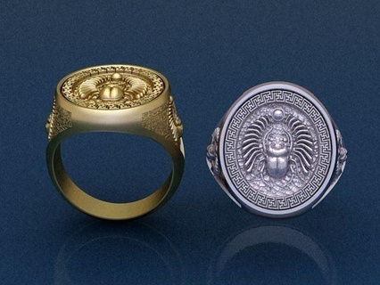 Skarabäus Ring ägyptisch schnellstmöglich Schmuck druckbar Mode Sterling Silber Juwel Ringe 3d print model - Mito3D