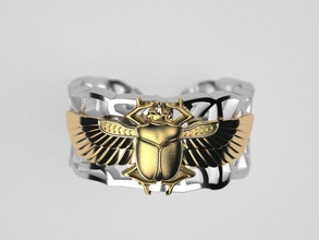 scarab ring original scarabaeus dung beetle gold pelevin guild symbol jeweler craft sacred temple occult insect wings flying jewelry rings bug design 3d print model - Mito3D