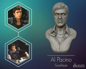 Caracortada Pacino retrato escultura Tony Montana Arte estatua hombre esculturas 3d print model - Mito3D