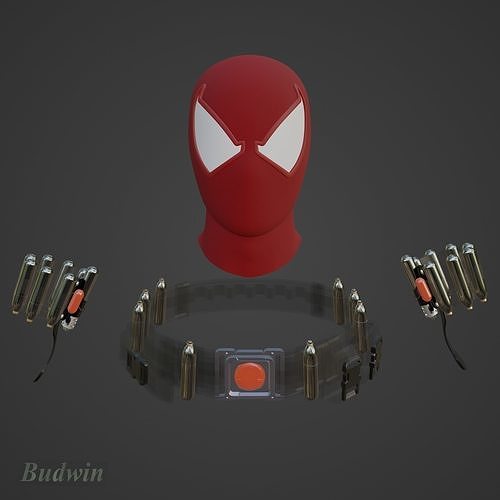 scarlet spider ps4 inspired set man marvel cosplay props superhero web shooter belt faceshell comics mask hobby diy 3D print model - Mito3D