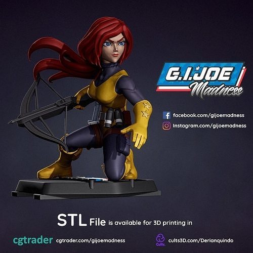 gi joe personagem scarlett full figure pose 02 brinquedos jogos desenho animado toon toque diversão combate gijoe 3dmodel gametoys militares imprimível colecionáveis zbrush figuras ação séries tv série animada 3D print model - Mito3D