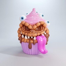 scary cupcake chocolate candy food sugar cake toy crazy child cute cream sweet funny fun cacao caramel sculpture cocoa games toys 3d print model - Mito3D
