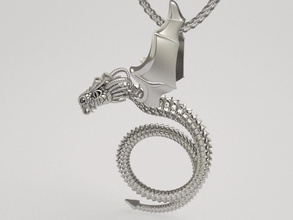 scary dragon pendant - original jewelry keychain flying deineris chinese predatory carnivorous silver large tail design pendants 3d print model - Mito3D