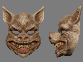 scary pig head mask halloween cosplay butcher horror stl file face zombie adult games toys game accessories 3d print model - Mito3D