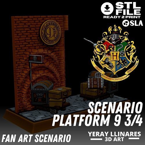 scenario harry potter platform 9 diorama luggage suitcases resin printers high quality print miniatures art home download wizarding world hogwarts magical enchanting creativity sculptures 3D print model - Mito3D