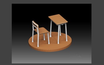 scuola aula scrivania sedia impostato alunno diorama anime miniatura figurine statua azione arte sculture animazione giapponese classe 3d print model - Mito3D