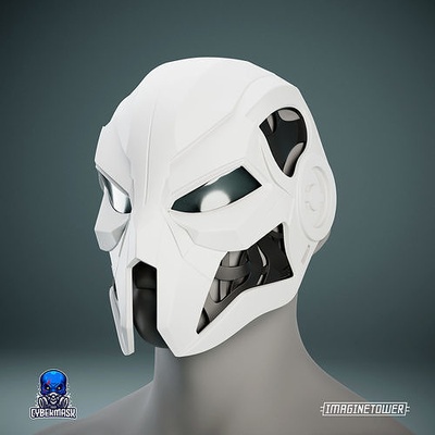 sci-fi cyberpunk cosplay mask sci fi helmet face apple head halloween fashion 3d print model - Mito3D