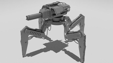 sci fi bewachen of militär maschine drucken roboter gewehr schwer feuerwaffe cyborg zukunft ausrüstung robtic schiff anti flugzeug kanone hydra motor miniatur prototyp entwickeln spiele spielzeuge 3d print model - Mito3D