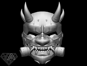 sci fi oni antigas benutzerdefiniert maske japan dämon cosplay airsoft helm anime samurai cyber roboter zukunft waffe rüstung 3dshophelmet cyberdemon sterblich kombat cyberpunk spiele spielzeuge spiel zubehör 3d print model - Mito3D