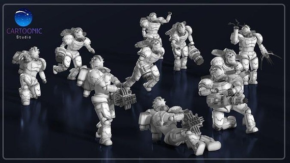 ciencia fi comando guardabosque miniatura mesa 28mm juego guerra personaje fantasía ficción impresión esculpir humano soldado tirador escondido miniaturas Arte esculturas 3d print model - Mito3D