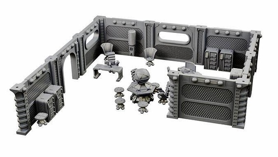 sci fi Büro einschließlich modular Wände Tischplatte Terrain scifi futuristisch Kriegshammer Nekromunda 40k druckbar 3dprint Zukunft Möbel Miniaturen Spiele Spielzeuge 3d print model - Mito3D