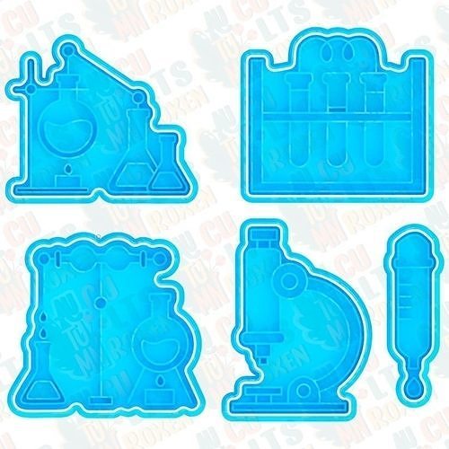 science cookie cutter set 5 stamp cookies cook cithen cutters scientists chemistry physics education house kitchen dining 3D print model - Mito3D