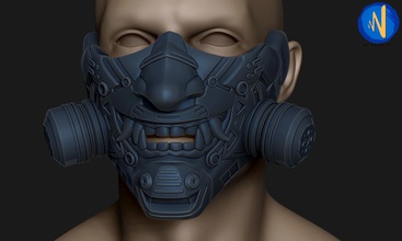 scifi oni mask 3d print prop safety fashion beauty face filter toxic power protection hazard nuclear danger biohazard pollution 3d print model - Mito3D