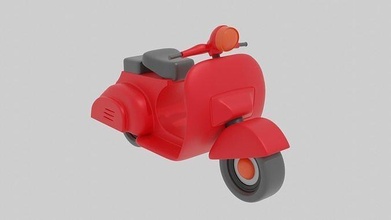 scooter in toy vehicle plastic retro 3dmodel 3dprintable cute cartoon fun games toys motorcycle motorbike motor electric 3d print model - Mito3D