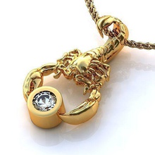 scorpio pendant jewelry zodiac astrology gold gem 14k platinum shining necklace astrological sign pendants 3d print model - Mito3D