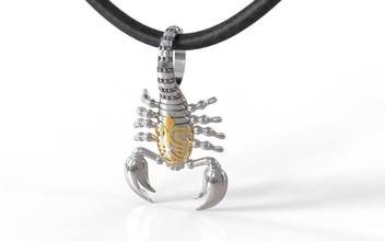 Scorpion pendentif bijoux platine gemme argent or imprimable brillant Collier luxe mode beauté 3d conception griffe pendentifs 3d print model - Mito3D
