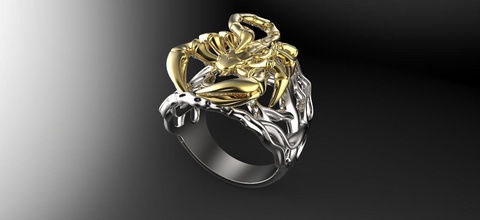 escorpião anel jóias ouro de prata printable anéis 3d print model - Mito3D