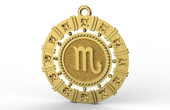 scorpione zodiaco pendente oro argento stampabile simbolo cnc moda bellezza gioielleria prezioso 3d ciondoli 3d print model - Mito3D