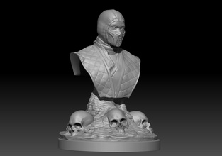 escorpión busto 3dprint mortal kombat impresión imprimible highpoly juego personaje juegos juguetes 3d print model - Mito3D