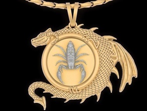 scorpion dragon pendant jewelry gold silver necklace spartacus shield wolf sculpture art statue printable fashion platinum sterling animal pendants luxury 3d print model - Mito3D
