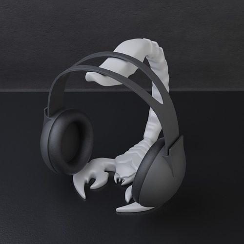 escorpião fone ouvido ficar pé interior suporte headphonestand fones escrivaninha decoração casa acessórios 3D print model - Mito3D