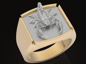 scorpion man ring sculpture jewelry gold silver printable sterling fashion beauty rings jewel design pendants shining precious luxury statue diamond 3d print model - Mito3D