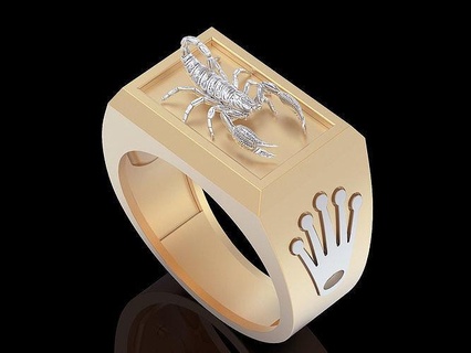 scorpion man ring silver gold jewelry printable 3d model zbrush sterling fashion beauty platin poison venom sculpture danger insect animal creature rings 3d print model - Mito3D