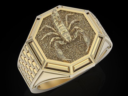 Scorpion homme bague argent or imprimable bijoux Lion tigre Versace mode statue fantastique anneaux Rolex luxe 3d print model - Mito3D